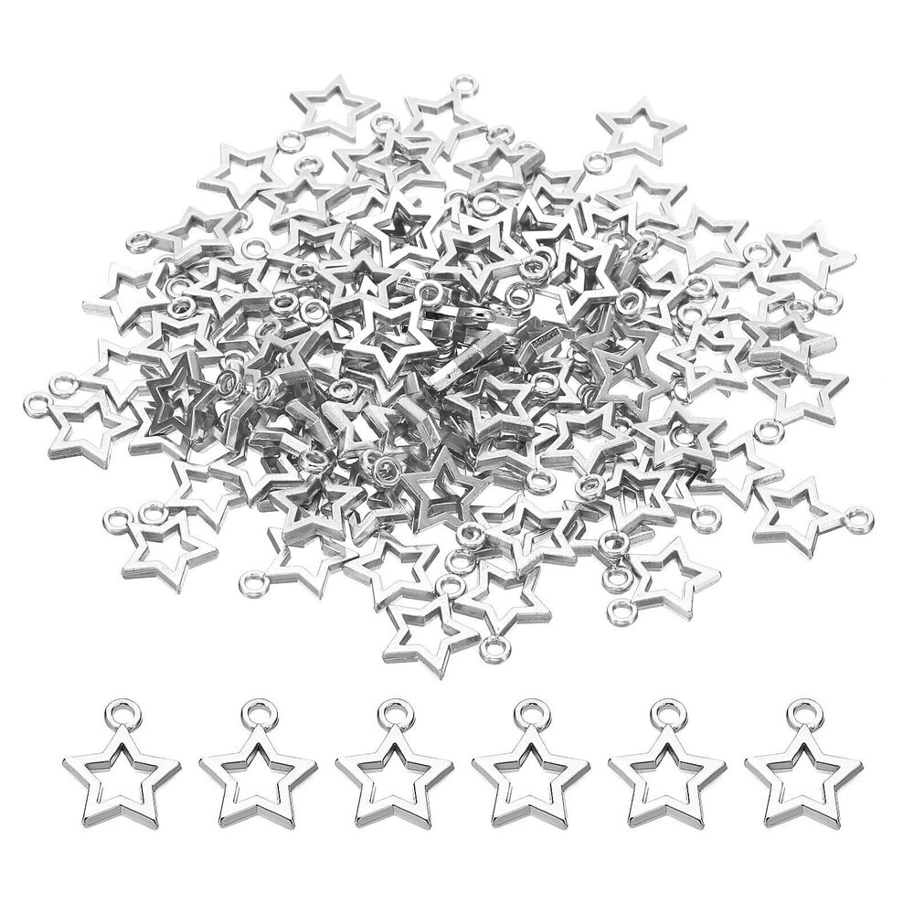 3385 0.59x0.47 Star Pendant Charm, 100Pcs Metal Mini Star Shape Charm